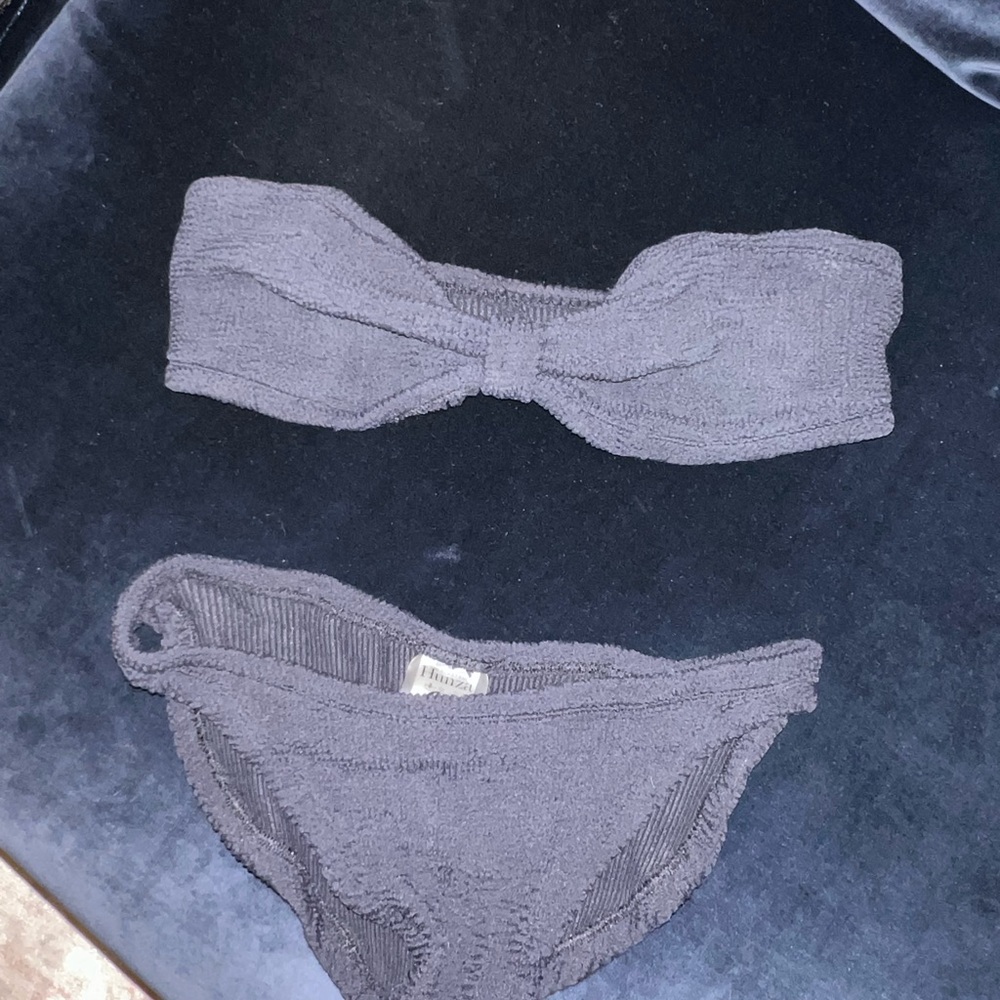 Hunza G Black Textured Bikini Set
